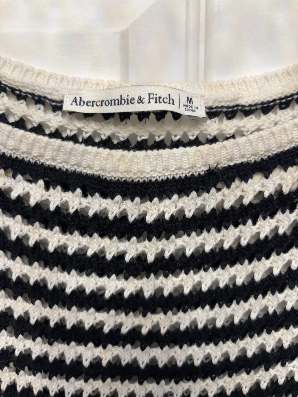 Abercrombie crochet Black and White Striped pool cover up Dress